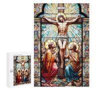 Rompecabezas 1000 PCS para Adultos Stained Glass Jesus Rompecabezas para Adultos Juegos Divertidos Vacaciones En Casa Matar El Tiempo para Cumpleaños, Navidad 1000 PCS