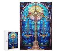 Rompecabezas 1000 PCS para Adultos Stained Glass Scales of Justice Rompecabezas para Adultos Juguetes De Bricolaje Pero Divertidos Y Humorísticos para Cumpleaños, Navidad 1000 PCS