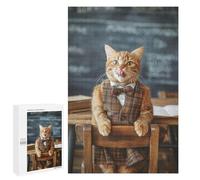 Rompecabezas 1000 PCS para Adultos Student Cat Licks Lips Rompecabezas para Adultos Juguete Decoración De Pared Análisis Y Lógica Desafiante De Completar 1000 PCS