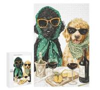 Rompecabezas 1000 PCS para Adultos Stylish Dogs Enjoying Wine and Cheese Rompecabezas para Adultos Juego De Ingenio Una Obra De Arte Diversión En Casa Actividades, 1000 PCS