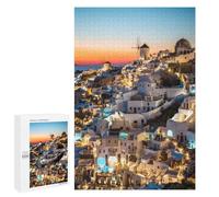 Rompecabezas 1000 PCS para Adultos Sunset in Oia Santorini Rompecabezas para Adultos Juguete Decoración De Pared Análisis Y Lógica Desafiante De Completar 1000 PCS