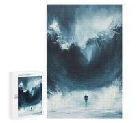 Rompecabezas 1000 PCS para Adultos Thalassophobia Man Facing Giant Wave Painting Rompecabezas para Adultos Juguete Decoración De Pared Decoración del Hogar para Cumpleaños, Navidad 1000 PCS