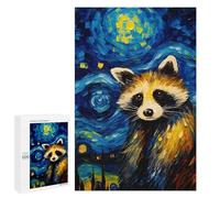 Rompecabezas 1000 PCS para Adultos The Starry Night Raccoon Rompecabezas para Adultos Juegos Divertidos Vacaciones En Casa Matar El Tiempo para Cumpleaños, Navidad 1000 PCS