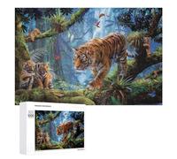 Rompecabezas 1000 PCS para Adultos Tiger Family in The Tropical Rainforest Rompecabezas para Adultos Juegos Relajantes Decoración Perfecta como Regalo para Toda La Familia 1000 PCS