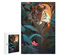 Rompecabezas 1000 PCS para Adultos Tiger in The Jungle-5 Rompecabezas De Juguete para Decoración De Pared, Divertido Y Humorístico, Cumpleaños 1000 PCS