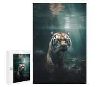Rompecabezas 1000 PCS para Adultos Tiger Underwater Swimming Rompecabezas para Adultos Juego De Ingenio Regalo De Cumpleaños Ayuda A Ejercitar El Cerebro 1000 PCS