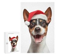 Rompecabezas 1000 PCS para Adultos Toy Fox Terrier Dog with Santa Hat Rompecabezas para Adultos Juegos Relajantes Corte De Precisión Oferta como Regalo para Toda La Familia 1000 PCS