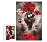 Rompecabezas 1000 PCS para Adultos Unicorn on Floating Island with Red Moon Rompecabezas para Adultos Juguete Decoración De Pared Mejora La Memoria Regalo De Cumpleaños, Regalos, 1000 PCS