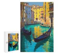 Rompecabezas 1000 PCS para Adultos Venice Canal Gondolas Painting-1 Rompecabezas para Adultos Actividades Familiares Desafiantes para Completar Juguetes Educativos De Aprendizaje 1000 PCS