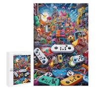 Rompecabezas 1000 PCS para Adultos Video Game Controllers in A Digital Artwork Rompecabezas De Juguete para Decoración De Pared, Divertido Y Humorístico, Cumpleaños 1000 PCS