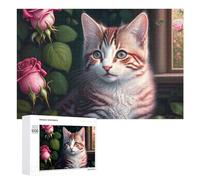 Rompecabezas 1000 PCS para Adultos Whiskered Whimsy Cute Cat Art Print Rompecabezas De Juguete para Decoración De Pared, Divertido Y Humorístico, Cumpleaños 1000 PCS