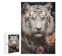 Rompecabezas 1000 PCS para Adultos White Tiger Floral Bliss Rompecabezas para Adultos Juegos Divertidos Vacaciones En Casa Matar El Tiempo para Cumpleaños, Navidad 1000 PCS