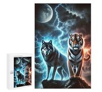 Rompecabezas 1000 PCS para Adultos Wolf and Tiger Animal Rompecabezas para Adultos Juguete Decoración De Pared Decoración del Hogar para Cumpleaños, Navidad 1000 PCS