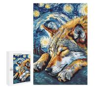 Rompecabezas 1000 PCS para Adultos Wolf in Starry Night Style Rompecabezas para Adultos Juguete Decoración De Pared Decoración Perfecta Regalos para Reducir El Estrés 1000 PCS