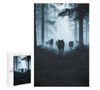 Rompecabezas 1000 PCS para Adultos Wolf Pack in Foggy Forest Rompecabezas para Adultos Juego De Ingenio Regalo De Cumpleaños Ayuda A Ejercitar El Cerebro 1000 PCS