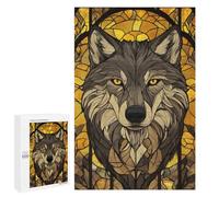 Rompecabezas 1000 PCS para Adultos Wolf Stained Glass Rompecabezas para Adultos Juguete Decoración De Pared Decoración Perfecta Regalos para Reducir El Estrés 1000 PCS