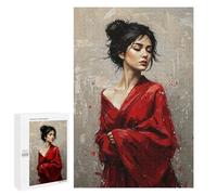 Rompecabezas 1000 PCS para Adultos Woman in Red Kimono Rompecabezas para Adultos Juguetes De Bricolaje Pero Divertidos Y Humorísticos para Cumpleaños, Navidad 1000 PCS