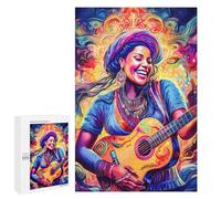 Rompecabezas 1000 PCS para Adultos Woman Playing Guitar Psychedelic Rompecabezas para Adultos Juegos Relajantes Corte De Precisión Oferta como Regalo para Toda La Familia 1000 PCS