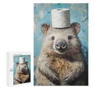 Rompecabezas 1000 PCS para Adultos Wombat with Toilet Paper Hat Rompecabezas para Adultos Juegos Divertidos Vacaciones En Casa Matar El Tiempo para Cumpleaños, Navidad 1000 PCS
