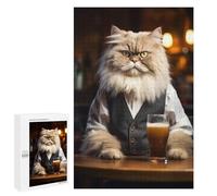 Rompecabezas 1000 PCS Persian Cat in The Pub Rompecabezas para Adultos Juguete Decoración De Pared Patrón De Ensamblaje Oferta como Regalos para Toda La Familia 1000 PCS
