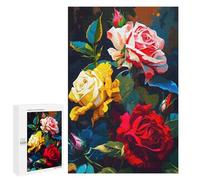 Rompecabezas 1000 PCS Pink Red Yellow Roses Rompecabezas para Adultos Juguete Decoración De Pared Patrón De Ensamblaje Oferta como Regalos para Toda La Familia 1000 PCS
