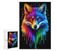 Rompecabezas 1000 PCS Rainbow Fox Pop Art Fox Co Rompecabezas para Adultos Juguete Decoración De Pared Patrón De Ensamblaje Oferta como Regalos para Toda La Familia 1000 PCS