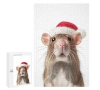 Rompecabezas 1000 PCS Rat Wearing A Santa Hat Rompecabezas para Adultos Juguete Decoración De Pared Patrón De Ensamblaje Oferta como Regalos para Toda La Familia 1000 PCS