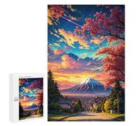 Rompecabezas 1000 PCS Sakura Mount Fuji Sunset Anime Rompecabezas para Adultos Juguete Decoración De Pared Regalo De Cumpleaños Oferta como Regalos para Toda La Familia 1000 PCS