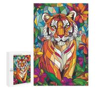 Rompecabezas 1000 PCS Stained Glass Tiger Rompecabezas para Adultos Juguete Decoración De Pared Patrón De Ensamblaje Oferta como Regalos para Toda La Familia 1000 PCS