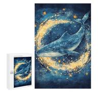 Rompecabezas 1000 PCS Whale in Starry Sky Art Print-2 Rompecabezas para Adultos Que Mejoran La Memoria. Un Reto para Completar Cumpleaños 1000 PCS