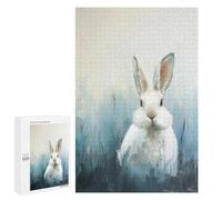 Rompecabezas 1000 PCS White Rabbit in Blue Field Painting Rompecabezas para Adultos Juguete Decoración De Pared Patrón De Ensamblaje Oferta como Regalos para Toda La Familia 1000 PCS