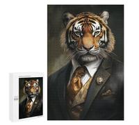Rompecabezas 1000 PCS Wildly Dapper Tiger Suit Rompecabezas para Adolescentes Mejoran La Memoria Desafío Educativo Regalos para Amigos Y Familiares 1000 PCS