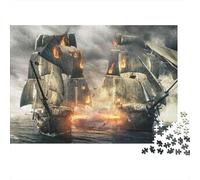 Rompecabezas 1000 Piezas Batalla Naval Pirata, mar agitado, desafiante, Piezas duraderas, cartón Grueso Premium, Mujeres y Hombres, 70x50cm/1000pcs