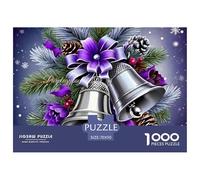 Rompecabezas 1000 Piezas Campanas Navideñas - Campanas Plata Guirnalda, Puzzle Difícil, Juego Educativo & Regalo 70x50cm