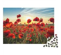 Rompecabezas 1000 Piezas Campo de Amapolas al Atardecer de Papel para Adultos Educativo Paisaje Floral Decoración Hogar 70x50cm/1000pcs