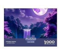 Rompecabezas 1000 Piezas Cascada mágica Morada Luna Brillante, Extremadamente difícil decoración hogar 52x38cm Regalo Adultos