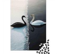 Rompecabezas 1000 Piezas Cisnes Yin Yang Serenidad Contraste Papel Reciclado para Adultos Extremo Difícil Desafiante 52x38cm/1000pcs