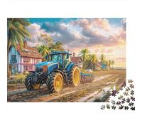 Rompecabezas 1000 Piezas con diseño Tractor en un Camino Tierra, cartón Resistente y sin Polvo, Estilo Granja Rural, Adultos, aliviar el estrés, un día lluvioso, Ocio, 52 x 38 cm (1000 Piezas)