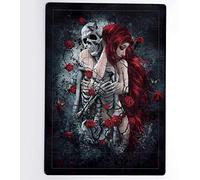 Rompecabezas 1000 piezas de rompecabezas de madera Puzzles de madera Rompecabezas gótico de pelo rojo mujer calavera calavera rosa roja 60MDF tablero