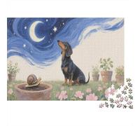 Rompecabezas 1000 Piezas El Dachshund mira hacia el Cielo Estrellado, para Familias - Desafío Mágico & Decoración 1000pcs (75x50cm)