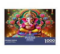 Rompecabezas 1000 Piezas, Ganesha Vibrante Festivo Espiritual, Actividad Familiar, 38x26cm