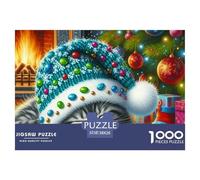 Rompecabezas 1000 Piezas Gato Navideño Durmiendo - Gato en Guirnalda, Papel Reciclado, Decoración & Idea Regalo 38x26cm