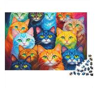 Rompecabezas 1000 Piezas Gatos Coloridos Adultos Material Papel Puzzle de Gato Alivio Estrés Decoración de Pared 70x50cm/1000pcs