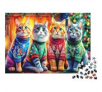 Rompecabezas 1000 Piezas Gatos Navideños para Adultos Papel Educativo Puzzle felino Relax decoración hogar 70x50cm/1000pcs