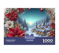 Rompecabezas 1000 Piezas Guirnalda Pueblo Navideño - Guirnalda Estrella Escena Invierno, Juego Relajante, Decoración & Regalo 52x38cm
