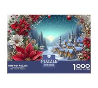 Rompecabezas 1000 Piezas Guirnalda Pueblo Navideño - Guirnalda Estrella Escena Invierno, Puzzle Adultos, Juego Educativo & Decoración 38x26cm