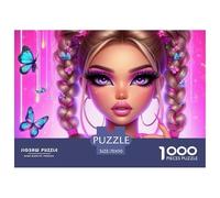 Rompecabezas 1000 Piezas Niña fantástica Mariposas Extremadamente difícil, antiestrés decoración Pared Premium 70x50cm