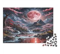 Rompecabezas 1000 Piezas Paisaje fantástico Luna Rosa, Picos Lunares, Ejercicio Cerebral, Habilidades cognitivas, cartón Premium, Adolescentes, 52x38cm/1000pcs