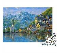 Rompecabezas 1000 Piezas Paisaje Lago de Papel para Adultos Entrenamiento Mental Educativo Puzzle Vista montaña Decoración Regalo 38x26cm/1000pcs