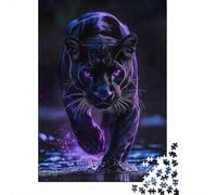 Rompecabezas 1000 Piezas Pantera Rayo Morado Acechador Nocturno Místico Papel Reciclado Adultos >12 Años Regalo Divertido Casa 52x38cm/1000pcs